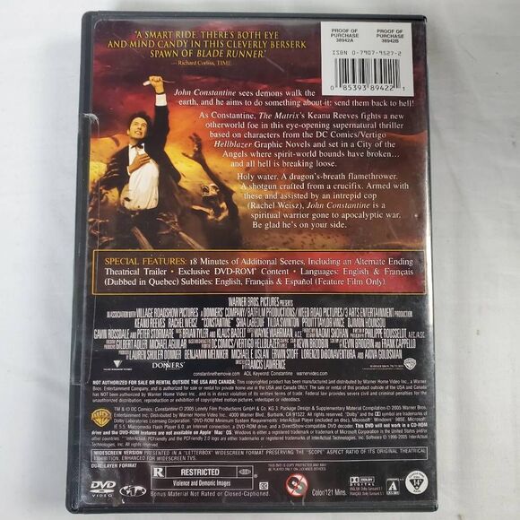 Constantine DVD (Keanu Reeves, Supernatural Action) - Picture 3 of 3